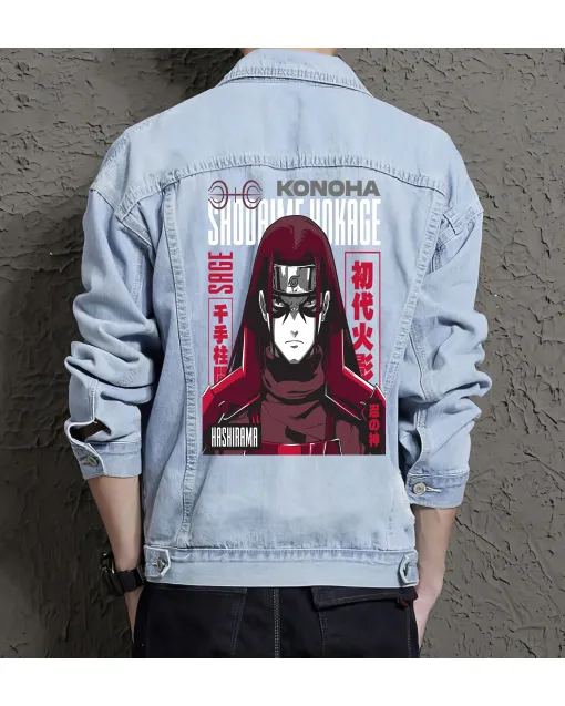 Naruto Jean Jacket for Men – Gift for Anime Fans – Christmas Gift - Light Blue - Main View