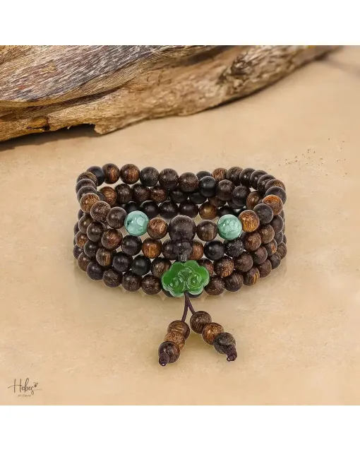 Natural Agarwood Bracelet for Spiritual Gift Buyers – Handcrafted Calming Energy for Meditation, Protection – Brown Agarwood – Main View