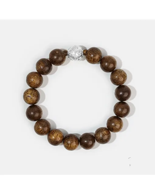 Natural Agarwood Bracelet for Women and Men – Handcrafted Spiritual Wood Bracelet for Daily Wear, Meditation – Brown – Main View