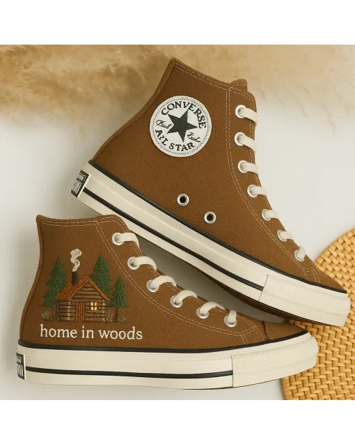 Nature-inspired Sneakers for Nature Enthusiasts, Outdoor Adventurers – Unique Design for Hiking, Travel - Custom Embroidered - Main View