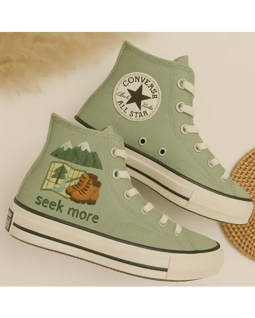 Nature-inspired Sneakers for Outdoor Enthusiasts, Hikers, and Nature Lovers – Unique Design for Adventure, Exploration - Custom Embroidered - Main View