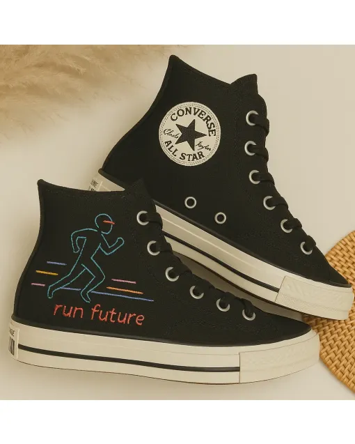 Neon Design Sneakers for Trendsetters and Fashionistas – Stand Out in Street Style, Parties - Custom Embroidered - Main View