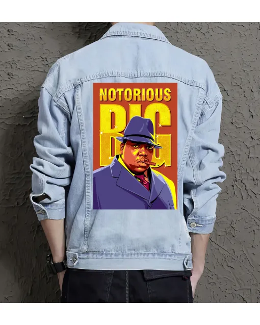 Notorious Big Jean Jacket for Men – Gift for Hip Hop Fans – Birthday Present - Light Blue - Main View
