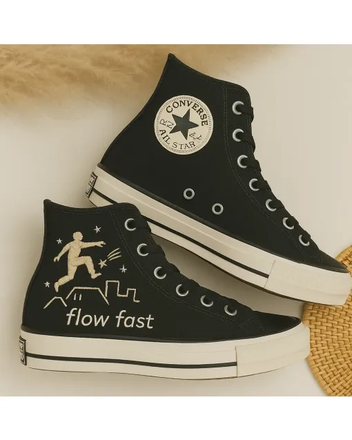 Parkour-inspired Custom Sneakers for Athletes, Artists, and Urban Explorers – Unique Design for Sports, Street Style - Custom Embroidered - Main View