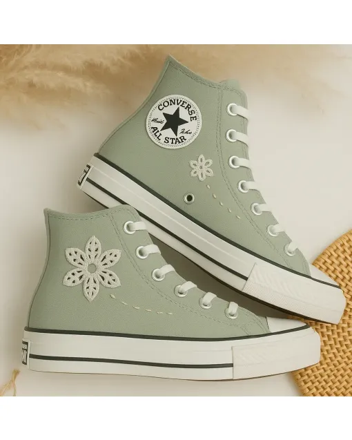 Petal Perforated Sneakers for Women – Comfortable and Chic for Casual Walks, Outings – Perfect Gift for Shoe Lovers - Custom Embroidered - Main View