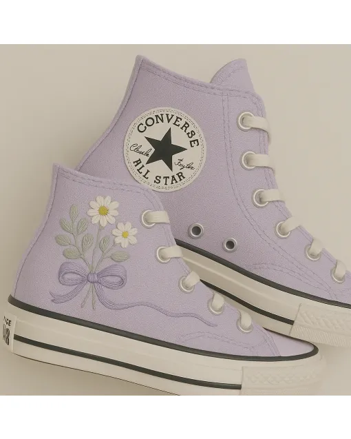Petal Ribbon Bridesmaid Sneakers for Women – Comfort for Weddings, Parties – Perfect Gift for Bridesmaids - Custom Embroidered - Main View