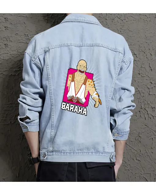Retro Baraha Denim Jacket for Men - Gift for Vintage Enthusiasts - Christmas Present - Light Blue - Main View
