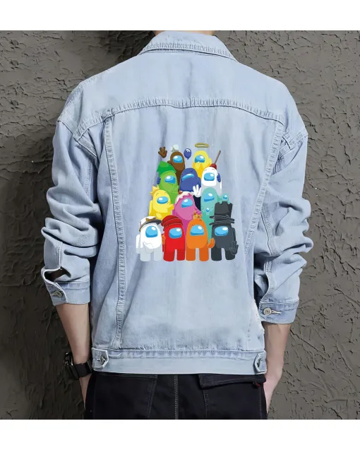 Retro Cartoon Denim Jacket for Men – Gift for Nostalgic Fans – Casual Wear - Light Blue - Main View