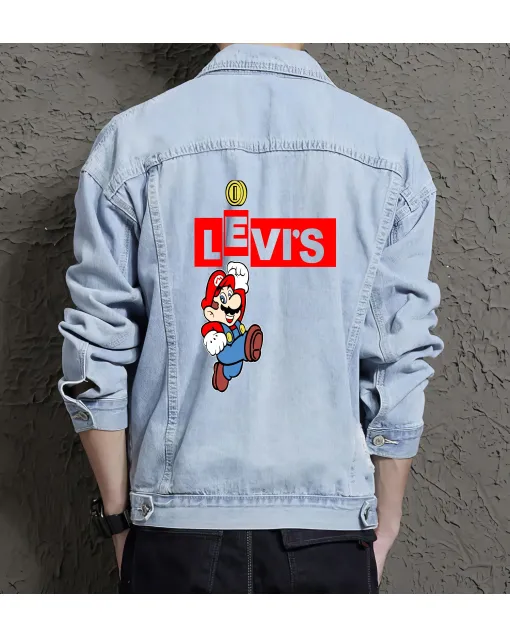 Retro Denim Jacket for Men – Gift for Vintage Enthusiasts – Father's Day - Light Blue - Main View