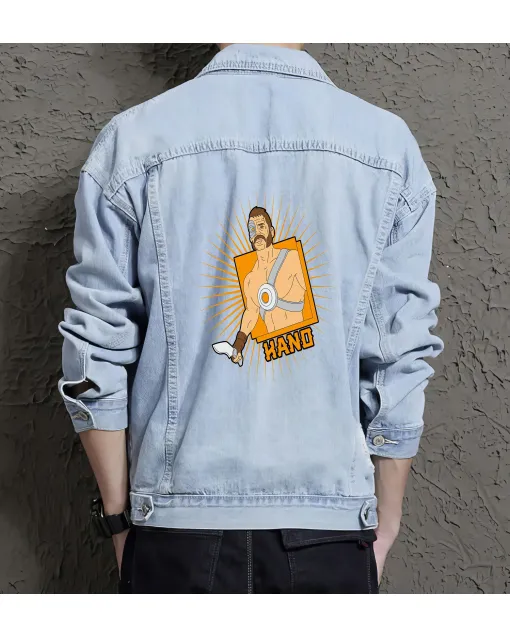 Retro Hano Denim Jacket for Men - Gift for Vintage Enthusiasts - Father's Day - Light Blue - Main View