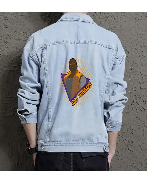 Retro Jax Briggs Denim Jacket for Men - Gift for Gamers - Christmas Gift - Light Blue - Main View