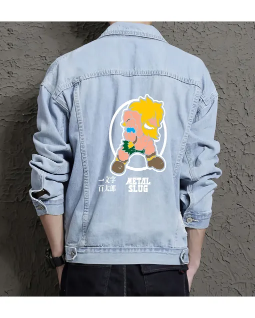 Retro Mario Denim Jacket for Men – Gift for Nintendo Fans – Christmas Gift - Light Blue - Main View