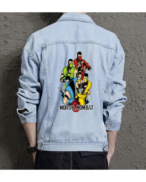 Rg38 Men's Denim Jacket - Stylish Gift for Him - Casual Fashion for Christmas - Birthday Present - Light Blue - Main View