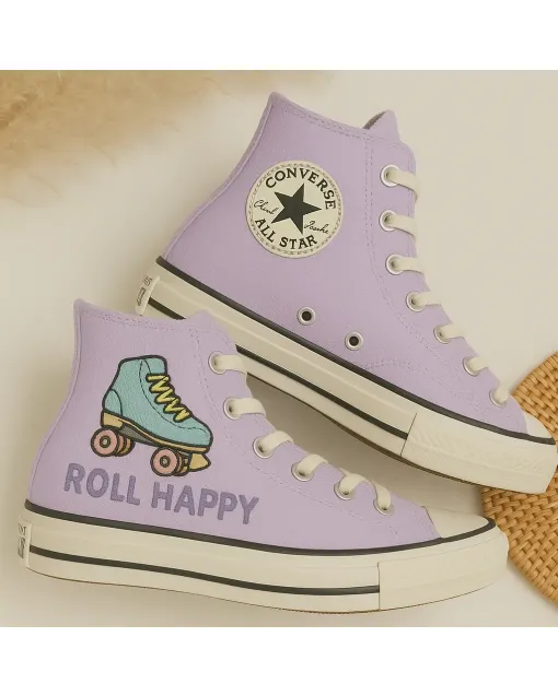 Roller Skate Pastel Sneakers for Skaters, Trendsetters, Fashionistas – Stand Out with Unique Design for Street Style, Casual Outings - Custom Embroidered - Main View