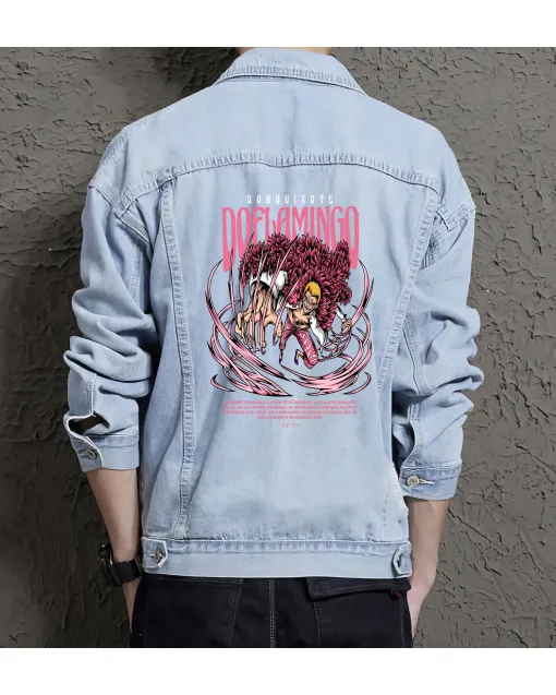 Roronoa Zoro Jean Jacket for Men – Gift for Anime Fans – Birthday Present - Light Blue - Main View