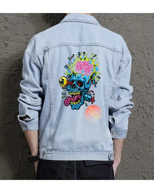 Santa Cruz Denim Jacket for Men – Gift for Skateboarders – Christmas Gift - Light Blue - Main View