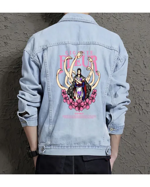 Sasuke Jean Jacket for Men – Gift for Anime Fans – Birthday Present - Light Blue - Main View