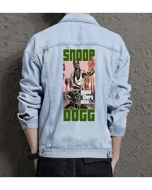 Snoop Dogg Jean Jacket for Men – Gift for Hip Hop Fans – Christmas Gift - Light Blue - Main View