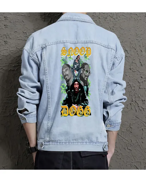 Snoop Dogg Jean Jacket for Men – Gift for Hip-hop Fans – Christmas Gift - Light Blue - Main View