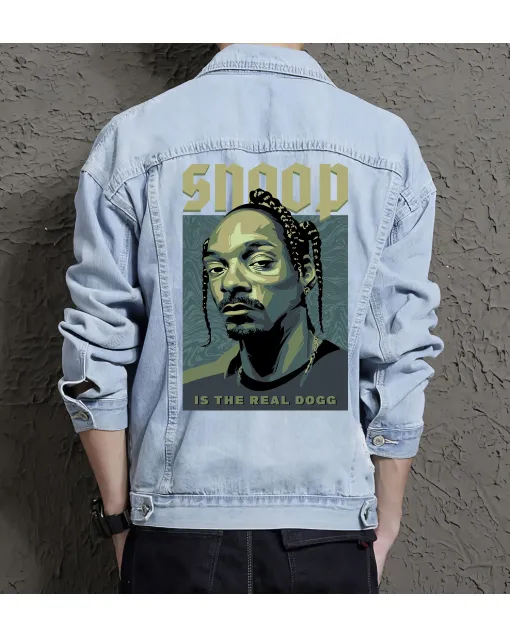 Snoop Dogg Jean Jacket for Men – Gift for Hip-hop Fans – Birthday Present - Light Blue - Main View