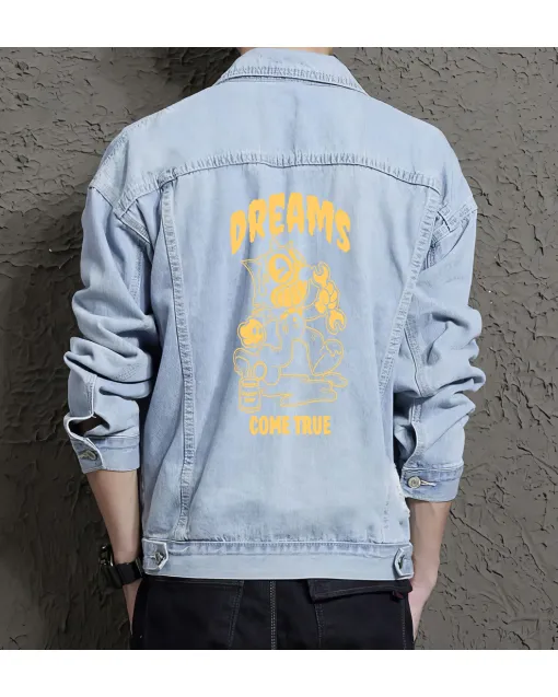 Sonic Dreams Come True Men's Denim Jacket - Vintage Gamer Gift - Stylish Outerwear - Christmas Present - Light Blue - Main View