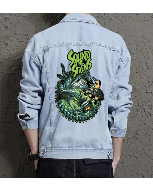 Sound Thesirens Jean Jacket for Men – Gift for Music Fans – Christmas Gift - Light Blue - Main View