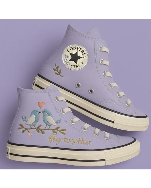 Stylish Embroidered Canvas Sneakers for Women, Teens, Girls – Trendy Design for Casual, Everyday Wear for Weddings & Festivals - Custom Embroidered - Main View