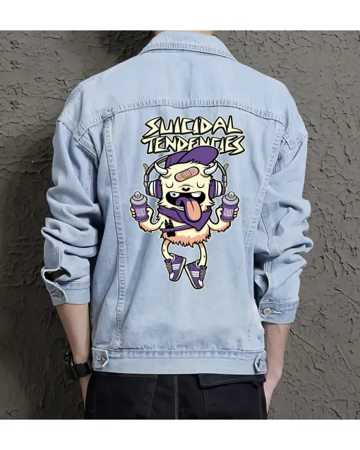 Suicidal Tendencies Jean Jacket for Men – Gift for Music Fans – Birthday Present - Light Blue - Main View