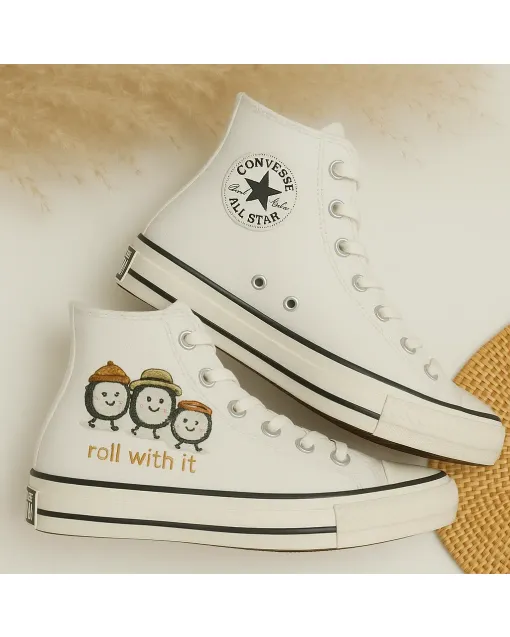 Sushi Design Custom Sneakers for Foodies, Trendsetters, Fashionistas – Unique Style for Casual Outings, Streetwear - Custom Embroidered - Main View