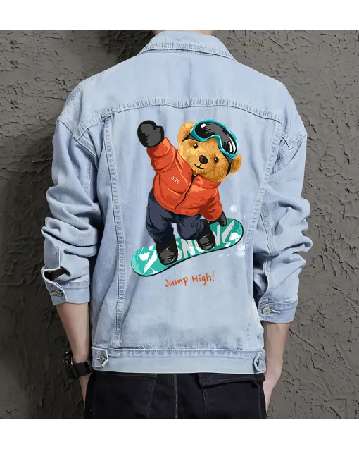 Tedding Jean Jacket for Men – Gift for Streetwear Fans – Birthday Present - Light Blue - Main View