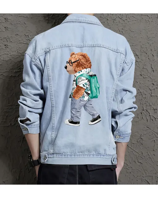 Teddy Back to School Jean Jacket for Men – Gift for Teen Boys – Back-to-school Gift - Light Blue - Main View