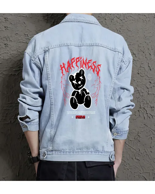 Teddy Bear Jean Jacket for Men – Gift for Teen Boys – Christmas Gift - Light Blue - Main View