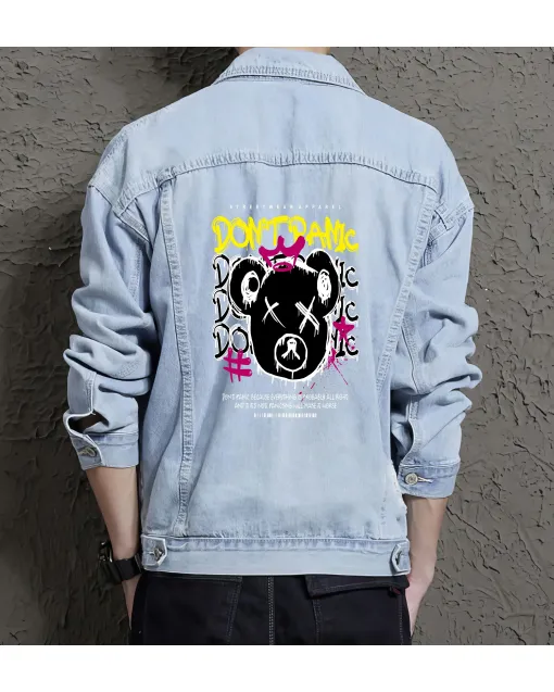 Teddy Bear Jean Jacket for Men – Gift for Teen Boys – Christmas Gift - Light Blue - Main View