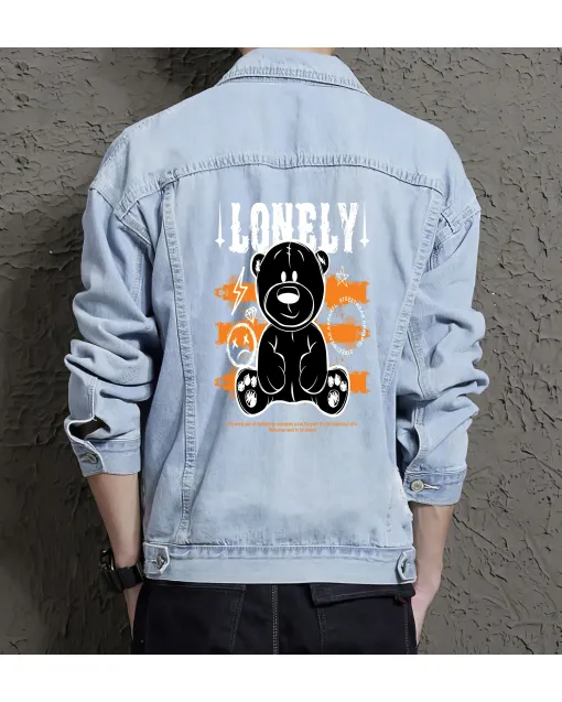 Teddy Bear Jean Jacket for Men – Gift for Teen Boys – Christmas Gift - Light Blue - Main View