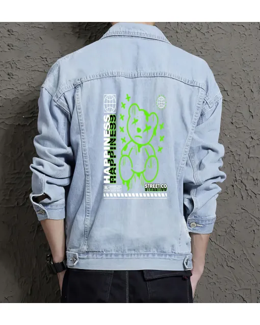 Teddy Bear Jean Jacket for Men – Gift for Teen Boys – Birthday Present - Light Blue - Main View
