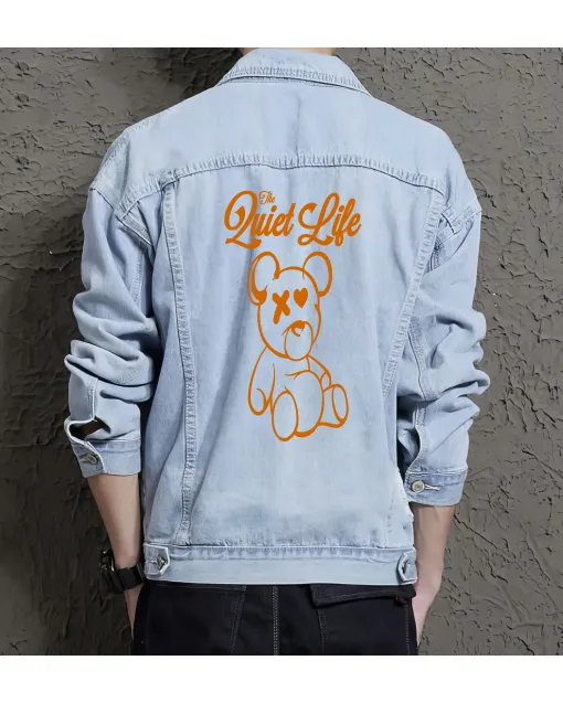 Teddy Bear Jean Jacket for Men – Gift for Teen Boys – Christmas Gift - Light Blue - Main View