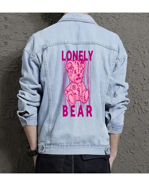Teddy Bear Jean Jacket for Men – Gift for Teen Boys – Christmas Gift - Light Blue - Main View