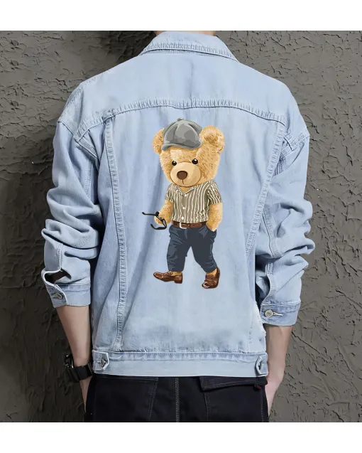 Teddy Bossover Jean Jacket for Men – Gift for Teen Boys – Christmas Gift - Light Blue - Main View