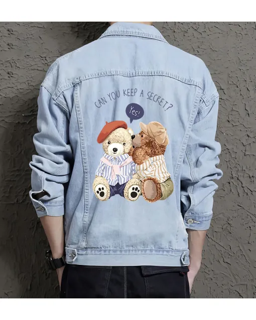 Teddy Can You Keep a Secret Jean Jacket for Men – Gift for Boyfriends – Christmas Gift - Light Blue - Main View