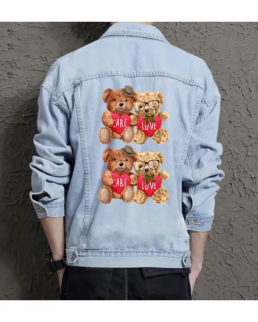 Teddy Carelove Jean Jacket for Men – Gift for Boyfriends – Christmas Gift - Light Blue - Main View