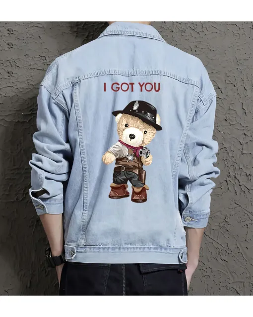 Teddy Igot You Jean Jacket for Men – Gift for Streetwear Fans – Christmas Gift - Light Blue - Main View