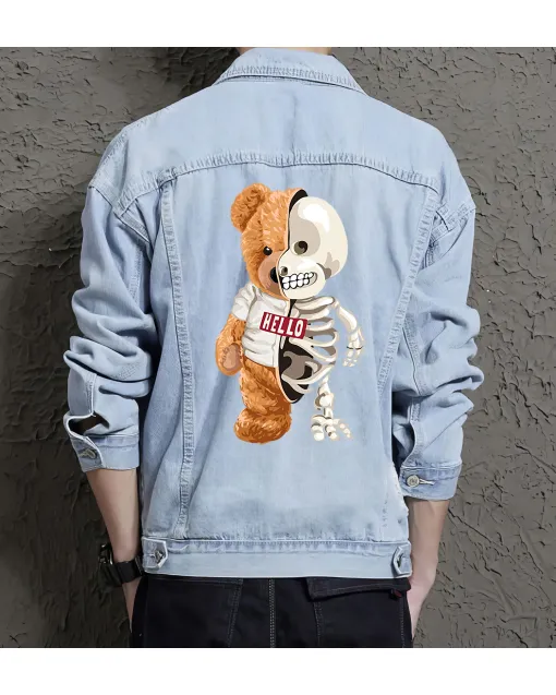 Teddy Jean Jacket for Men – Gift for Teen Boys – Christmas Gift - Light Blue - Main View