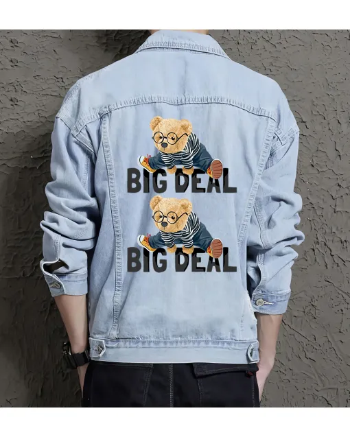 Teddy Jean Jacket for Men – Gift for Teen Boys – Christmas Gift - Light Blue - Main View