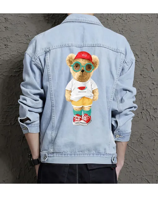 Teddy Lemon Jean Jacket for Men – Gift for Streetwear Fans – Christmas Gift - Light Blue - Main View