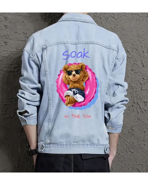 Teddy Soak in the Sun Jean Jacket for Men – Gift for Teen Boys – Holiday Gift - Light Blue - Main View