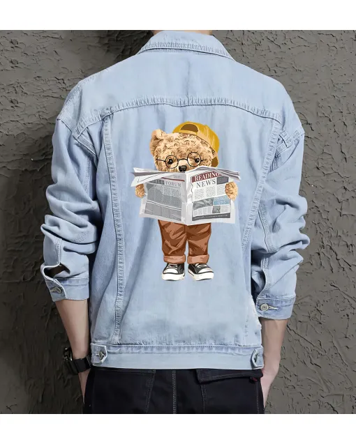 Teddy Withnews Jean Jacket for Men – Gift for Streetwear Fans – Christmas Gift - Light Blue - Main View