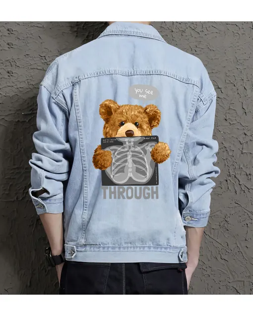 Teddy You See Methrough Jean Jacket for Men – Gift for Boyfriends – Christmas Gift - Light Blue - Main View