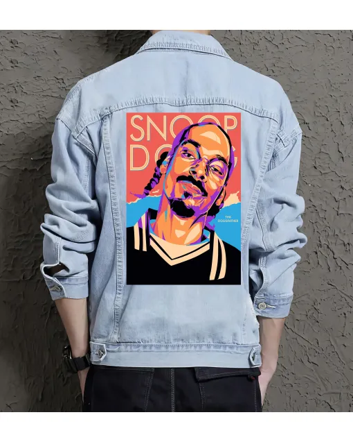 the Dogg Father Jean Jacket for Men – Gift for Hip Hop Fans – Birthday Present - Light Blue - Main View