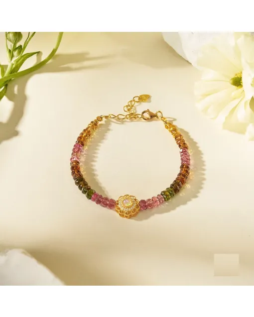 Tourmaline Healing Bracelet for Women – Energy-boosting Crystal Gift for Calm & Protection, Positive Vibes and Self-care –  – Main View