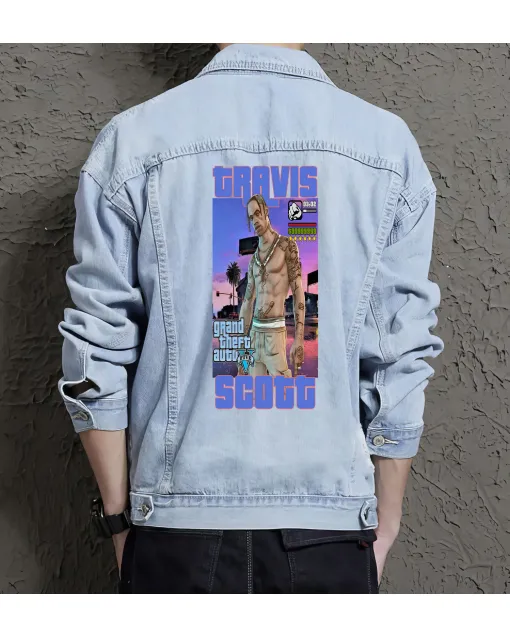Travis Jean Jacket for Men – Gift for Skater Guys – Birthday Present - Light Blue - Main View